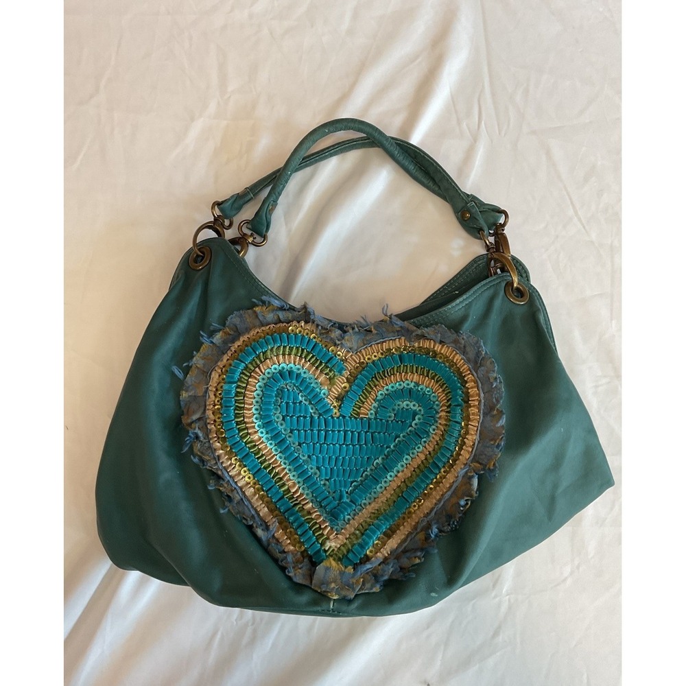 Vintage Ipa-Nima Purse Heart Leather Green Y2K Handbag